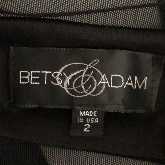 Betsy & Adam Sheer Inset Trumpet Gown Black Size 2 - Picture 4 of 4